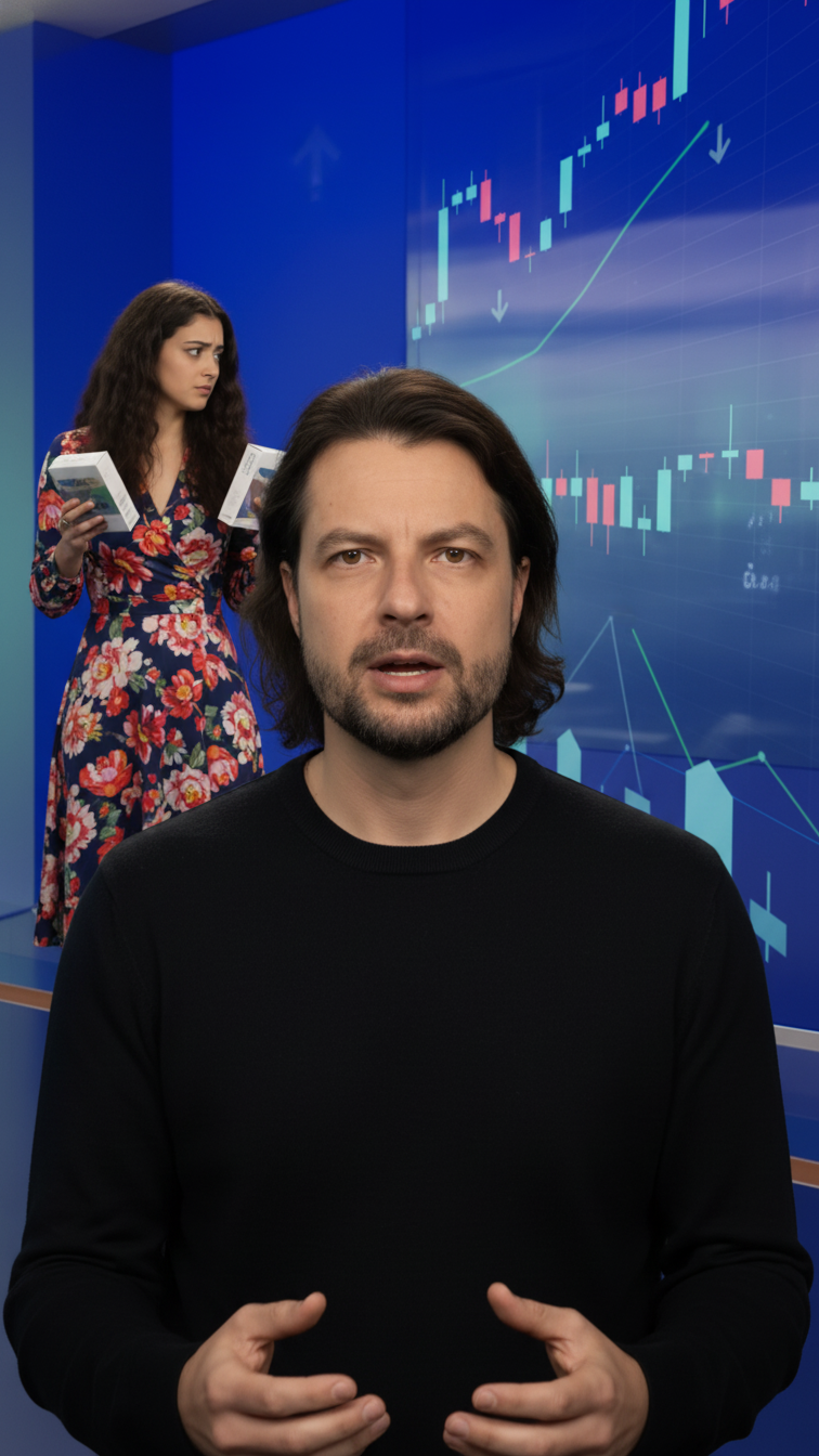 Maik Marx und Lia diskutieren Börsen-Charts und Portfolio-Aufteilung