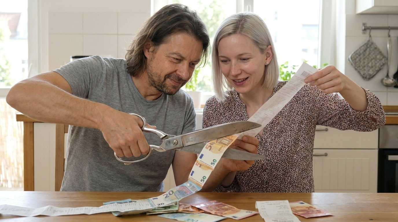 Große Schere als Sinnbild für das Kappen unnötiger Kosten und schlechter Renditen
