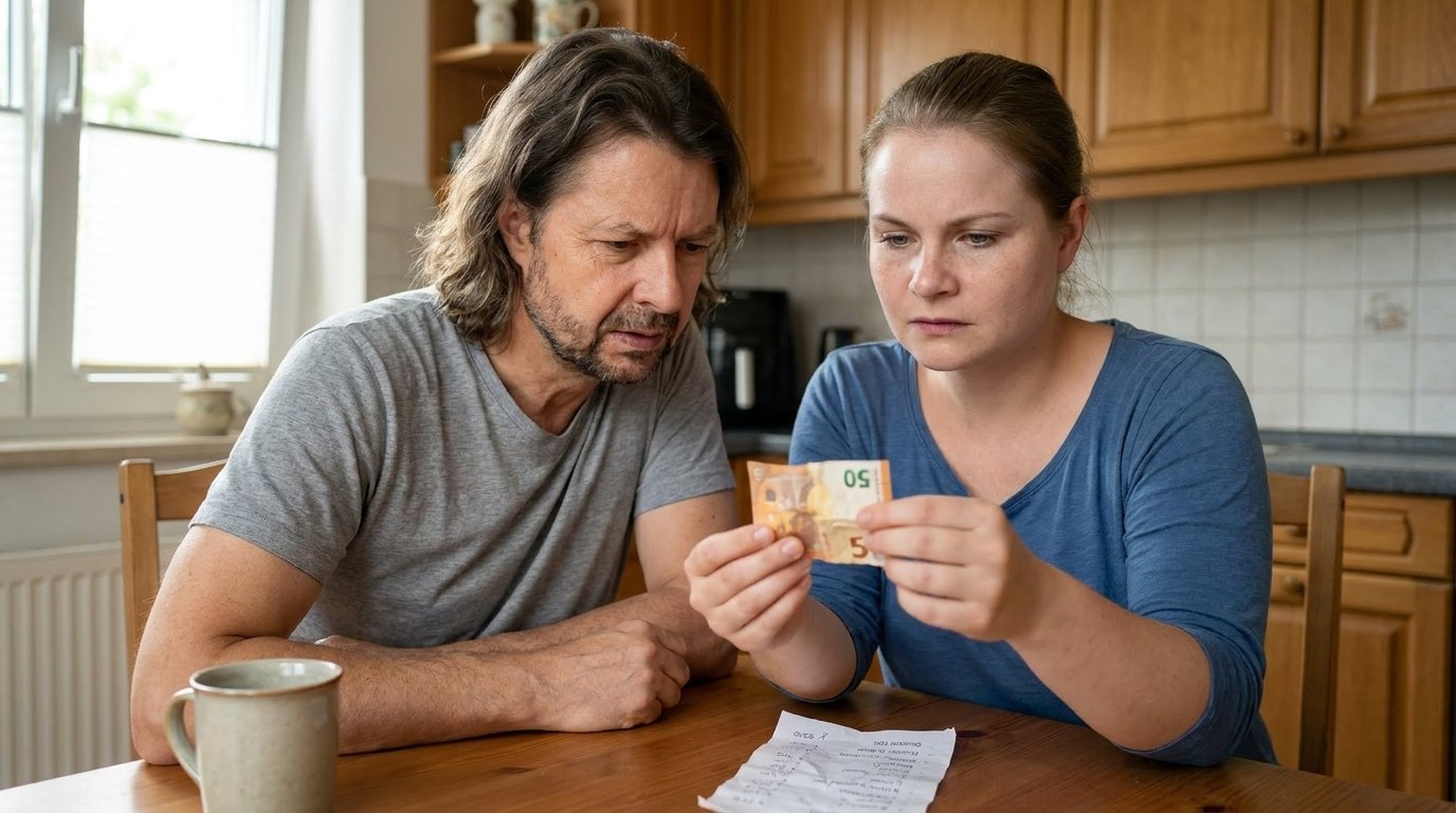 Schrumpfende Banknote als Sinnbild für den Kaufkraftverlust durch Inflation
